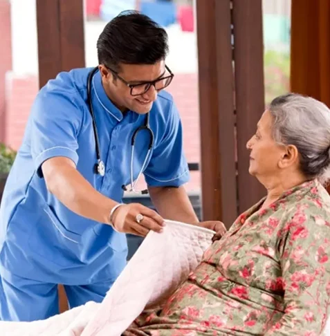 Caregiver providing home care to a senior in Austin, TX.<br />
